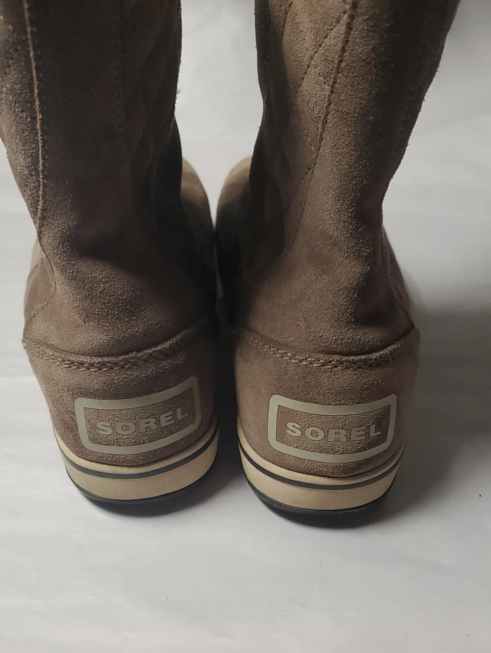 Sorel Women's Glacy Taupe Suede Waterproof Fleece-Lined Mid-Calf Boots Size 9